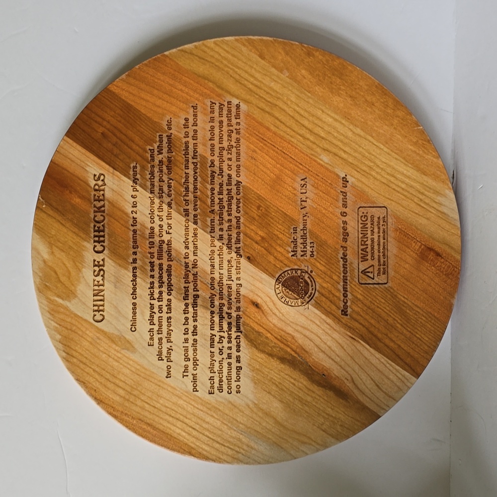 Wooden Chinese Checkers Game Board Vermont Made Maple Landmark Woodcraft Company - Picture 7 of 12